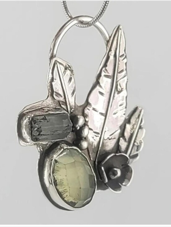 DREAMY JWLS Jewelry - PERIDOT & TOURMALINE GENUINE STONES SECRET  GARDEN PENDANT HANDMADE IN STERLING